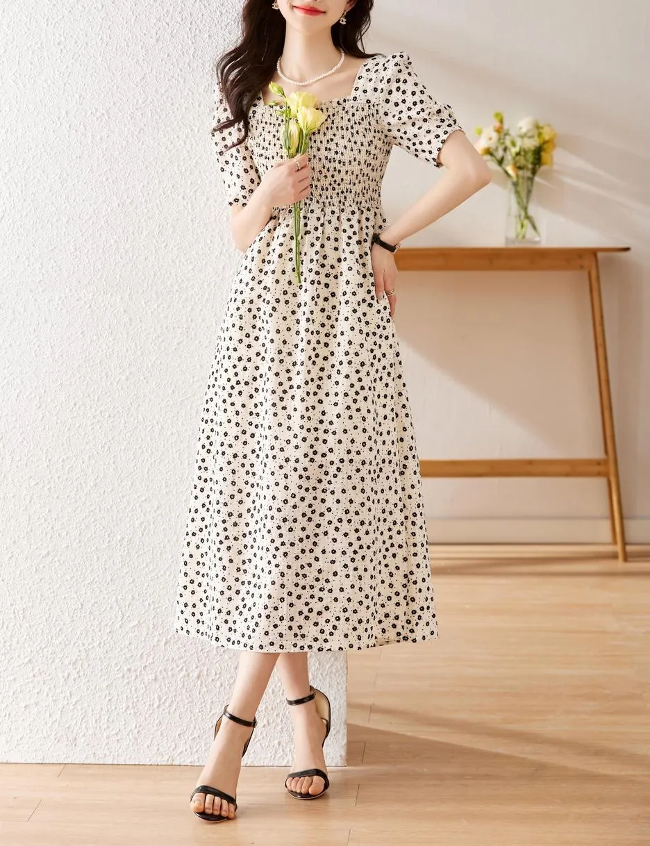 Chic A-line Dobby Dress for Women with Waist-Defining Style