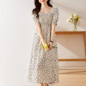 Chic A-line Dobby Dress for Women with Waist-Defining Style