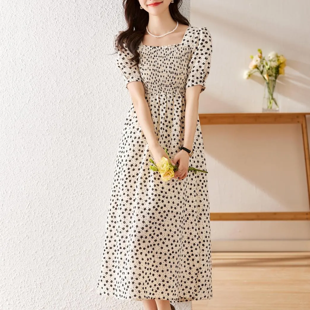 Chic A-line Dobby Dress for Women with Waist-Defining Style