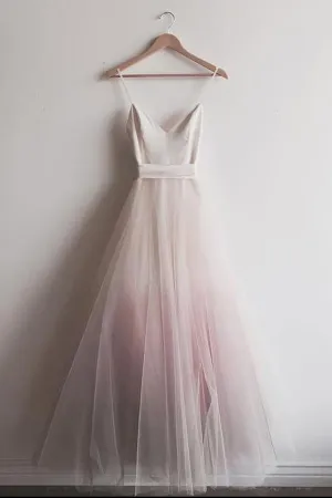 Chic A-line Floor-length Ombre Spaghetti Straps Long Prom Dress,MP435
