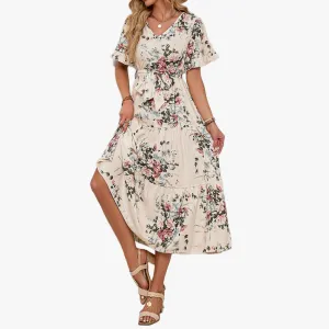 Chic Floral Dress with Ruffled Sleeves