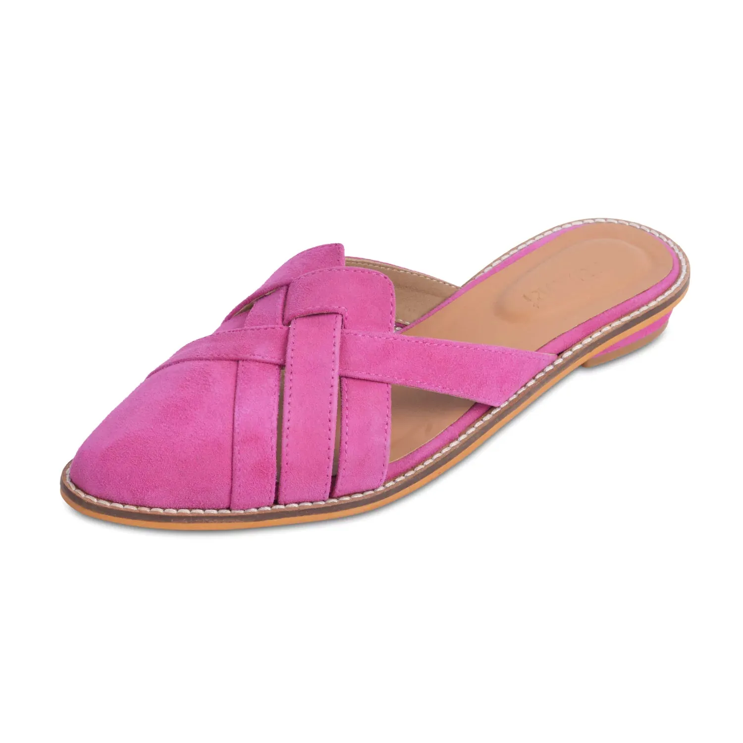 CHIC Pink Pointed Flat Mules