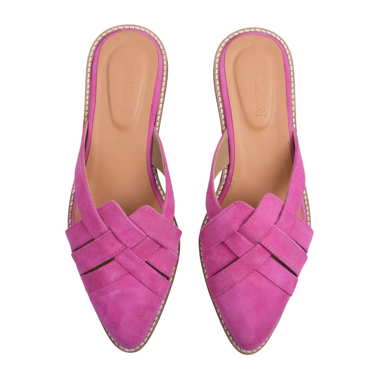 CHIC Pink Pointed Flat Mules