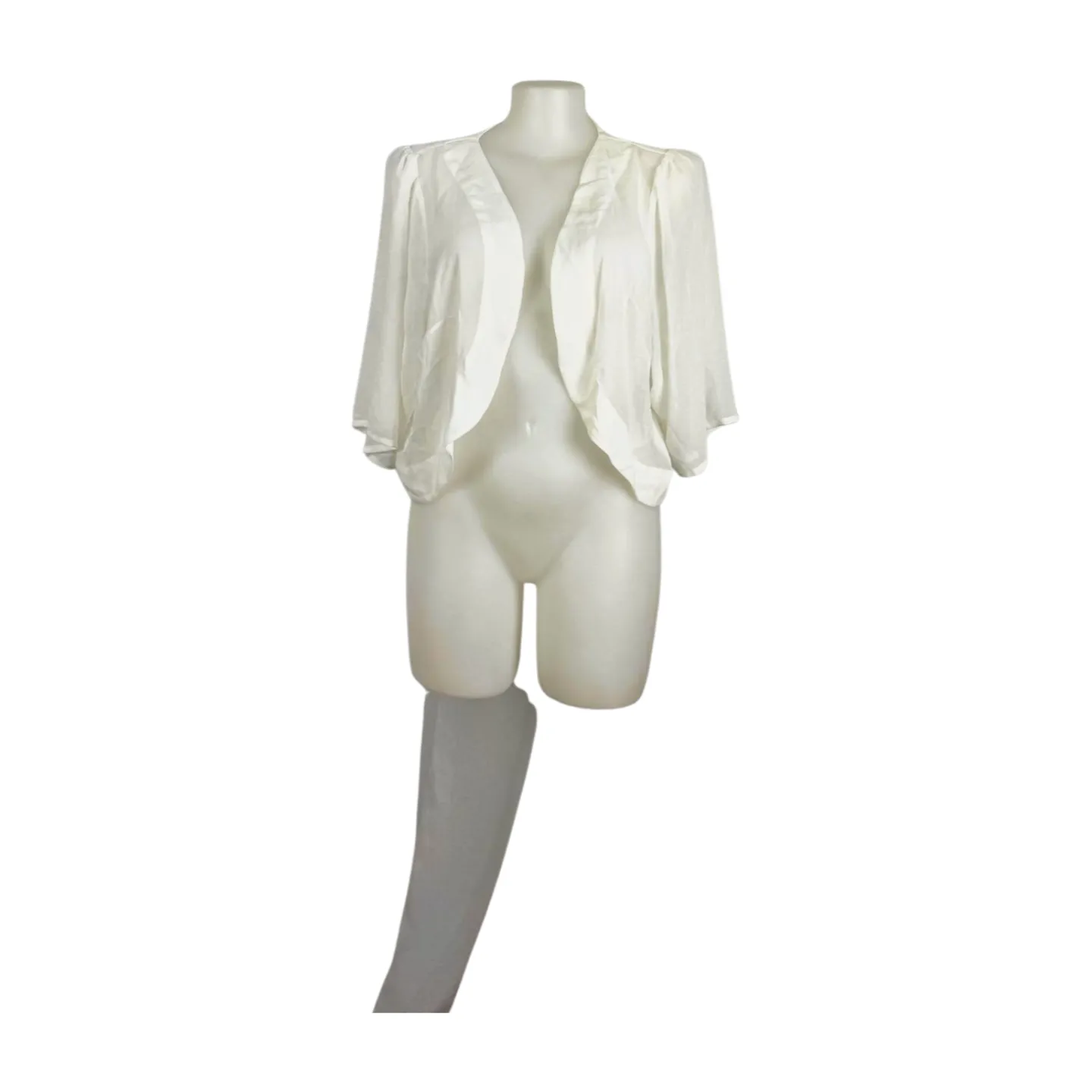 City Chic Sheer Ivory Open Bolero Jacket Size 24