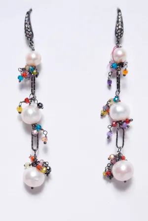Colored Cubic Zironia Fringe Earrings