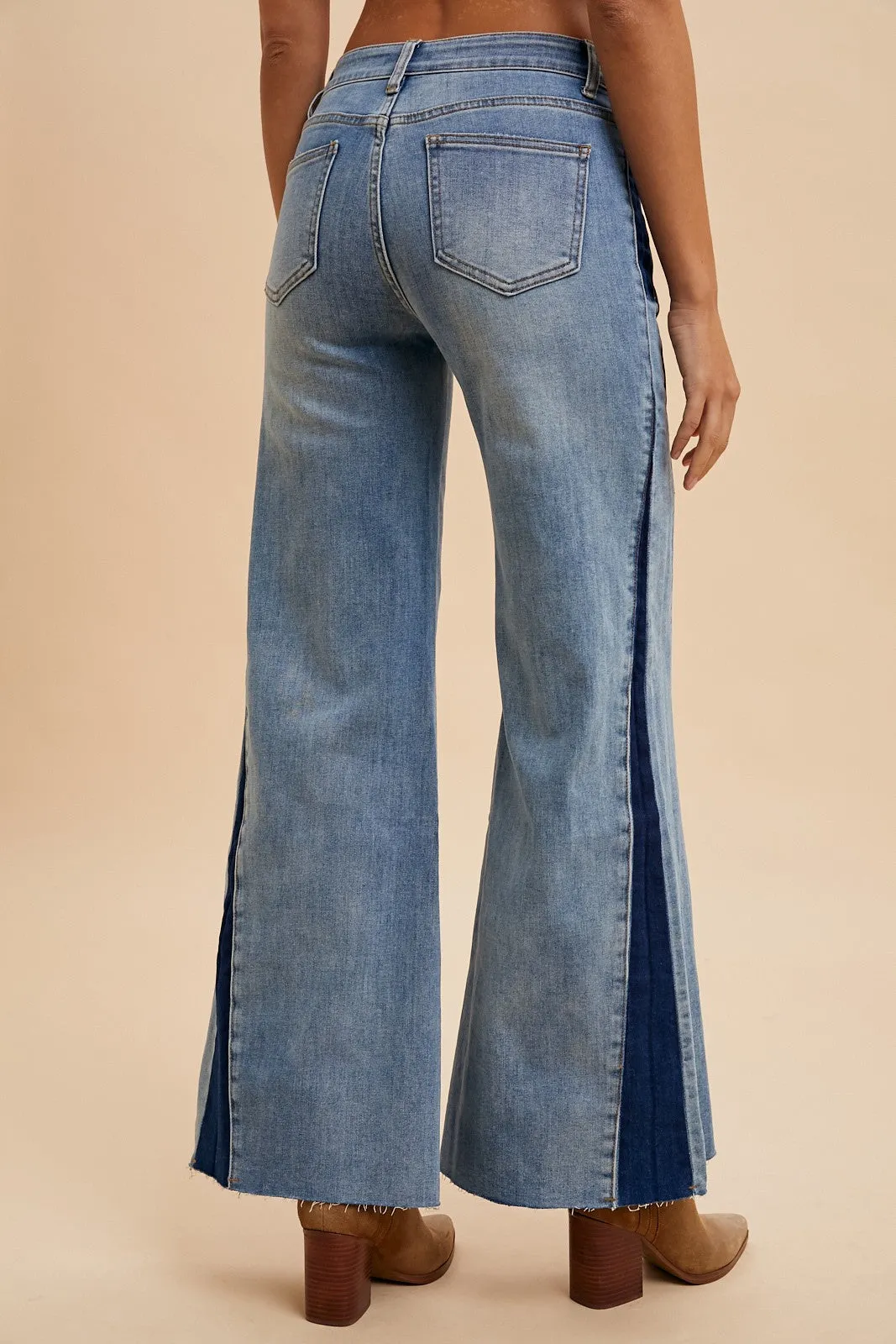 Comfort Stretch Contrast Flare Jeans