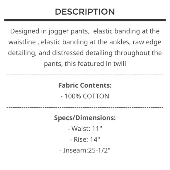 COPY - BPB5🖤NEW! POL playtime in black jean joggers w/elastic waist distressing…