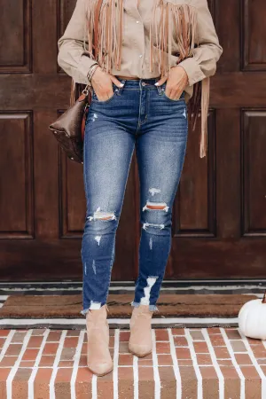 Court Distressed Skinny Jeans - Dark