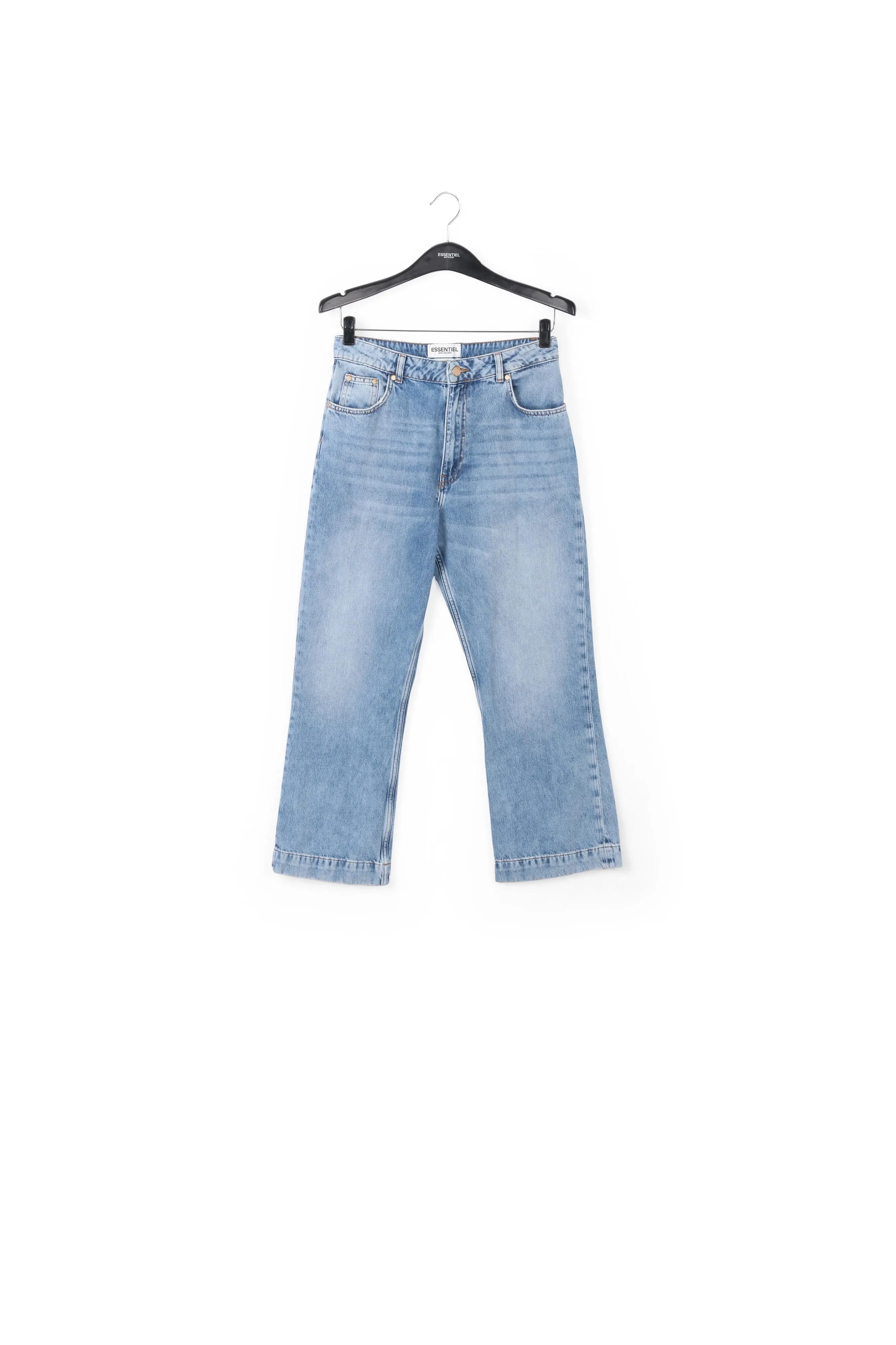 Cropped high-rise blue jeans