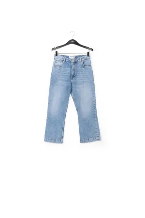Cropped high-rise blue jeans