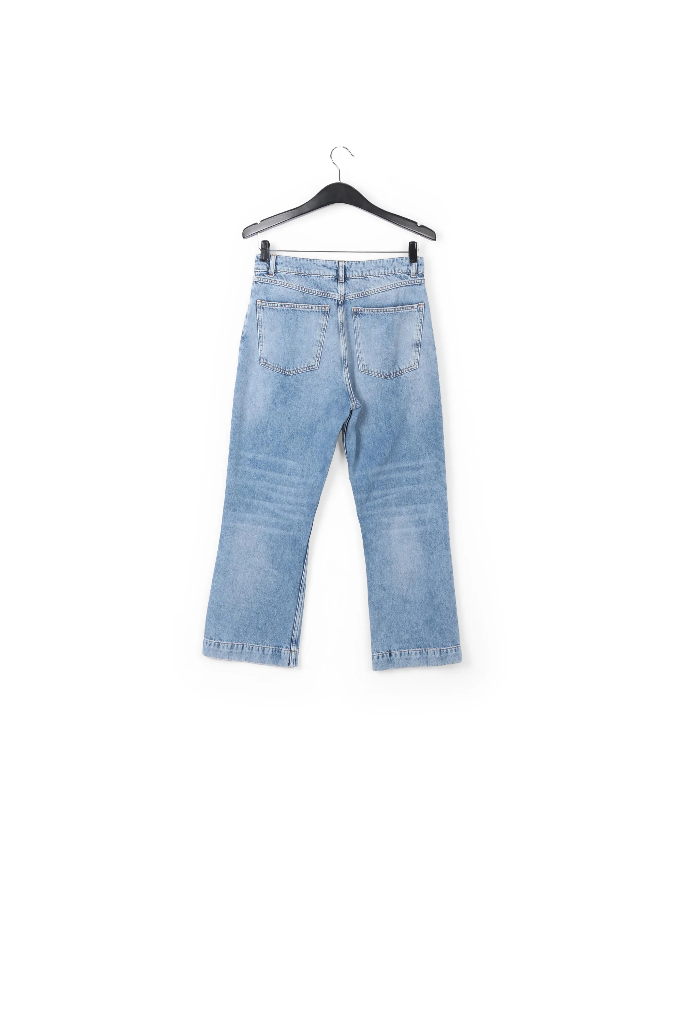Cropped high-rise blue jeans