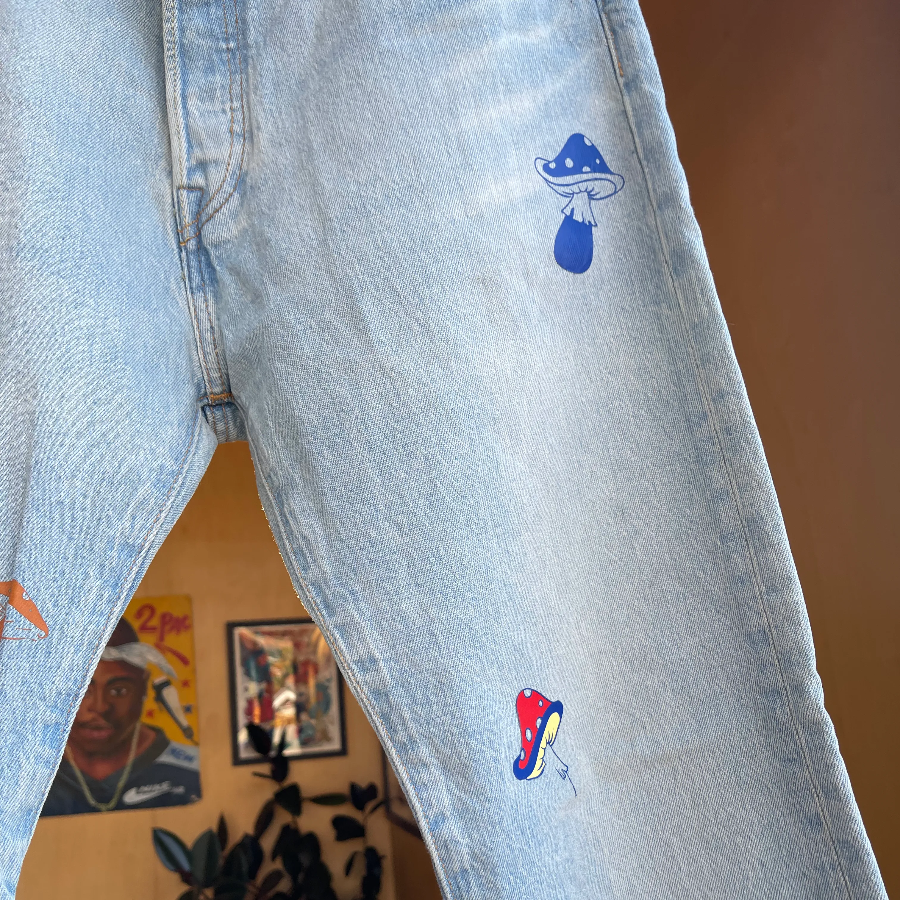 Custom Levi's Shroom Application Denim Jeans (W33 L30)