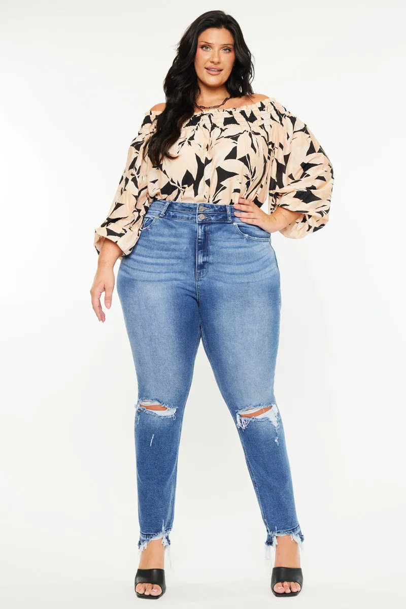 Damila High Rise Slim Straight Jeans (Plus Size)