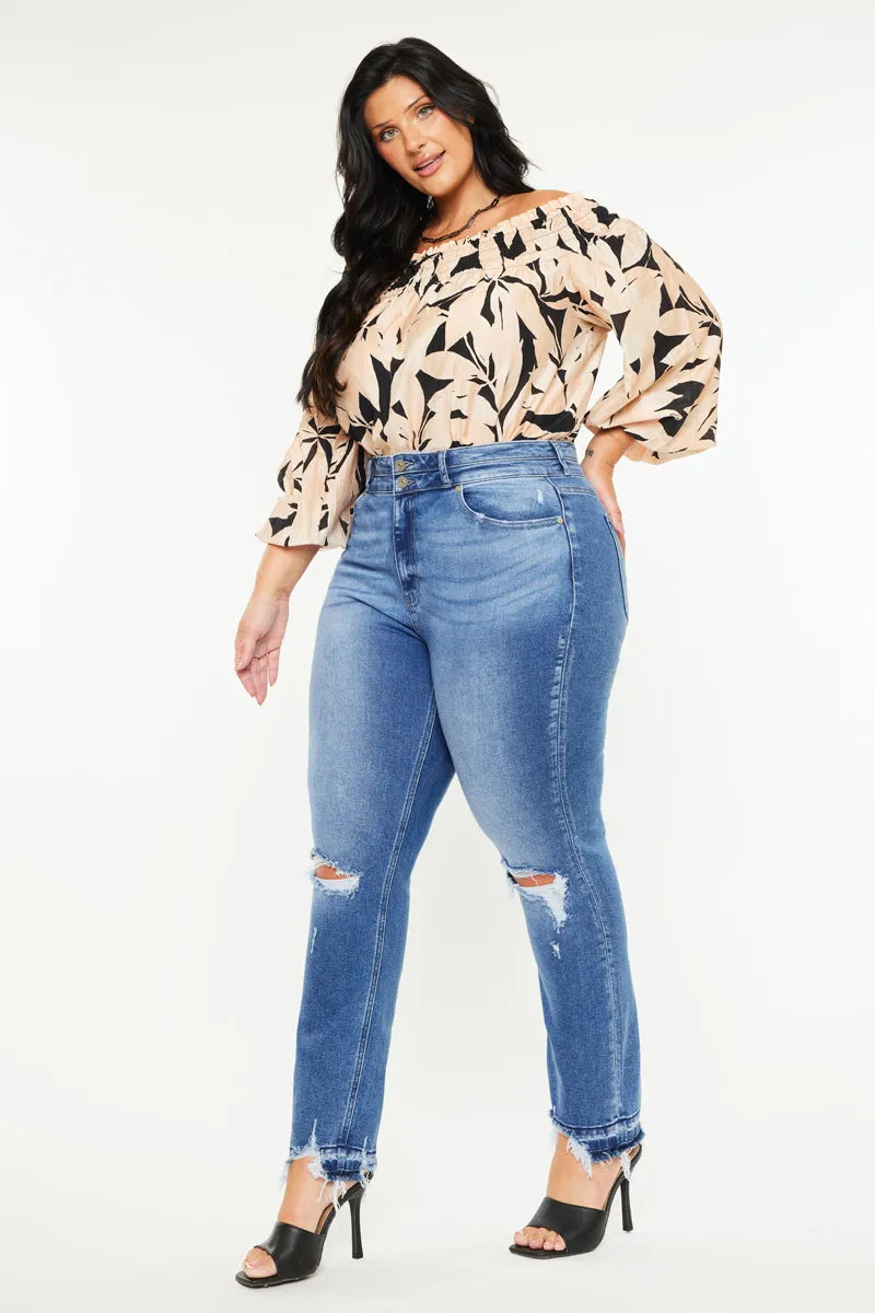 Damila High Rise Slim Straight Jeans (Plus Size)