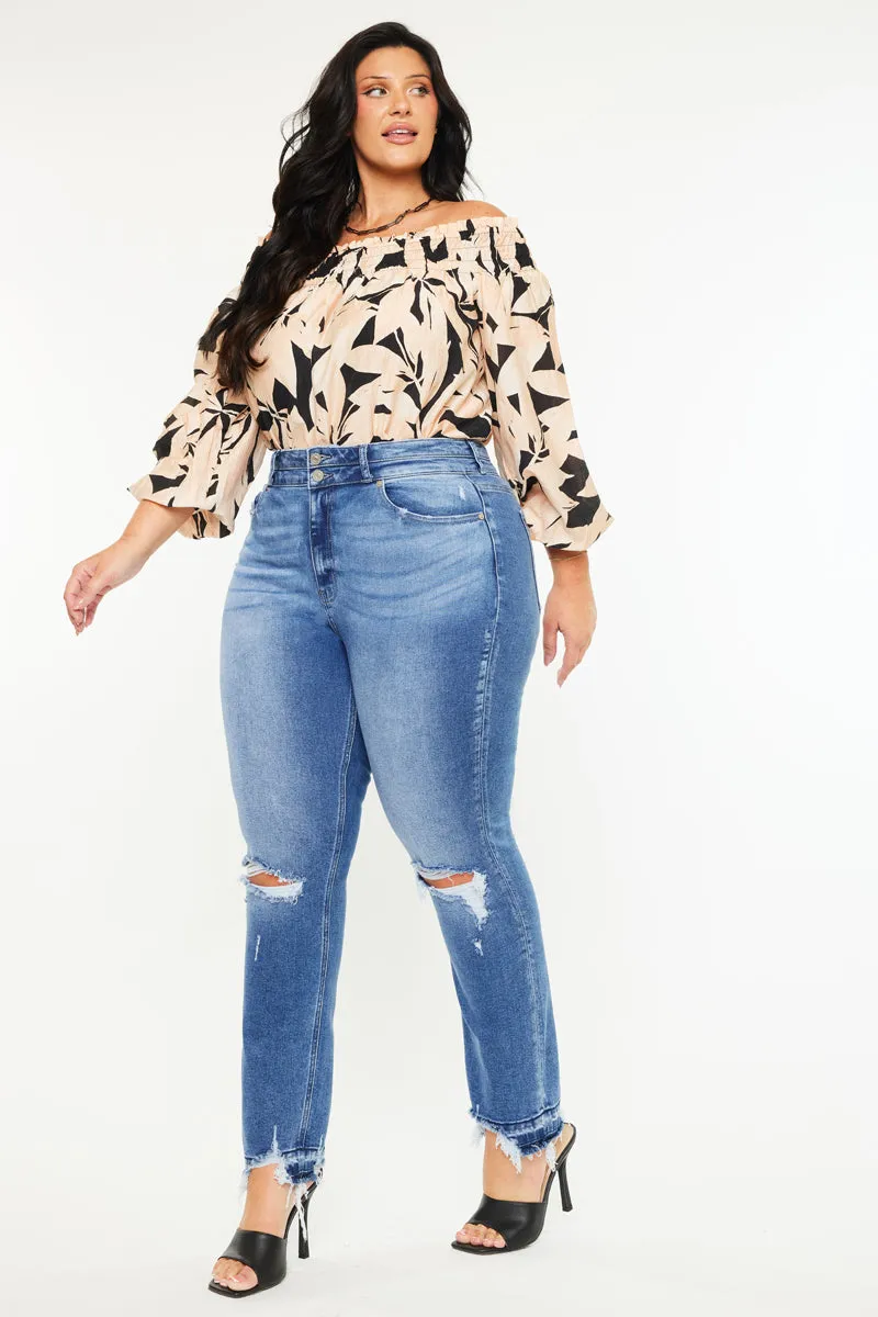 Damila High Rise Slim Straight Jeans (Plus Size)