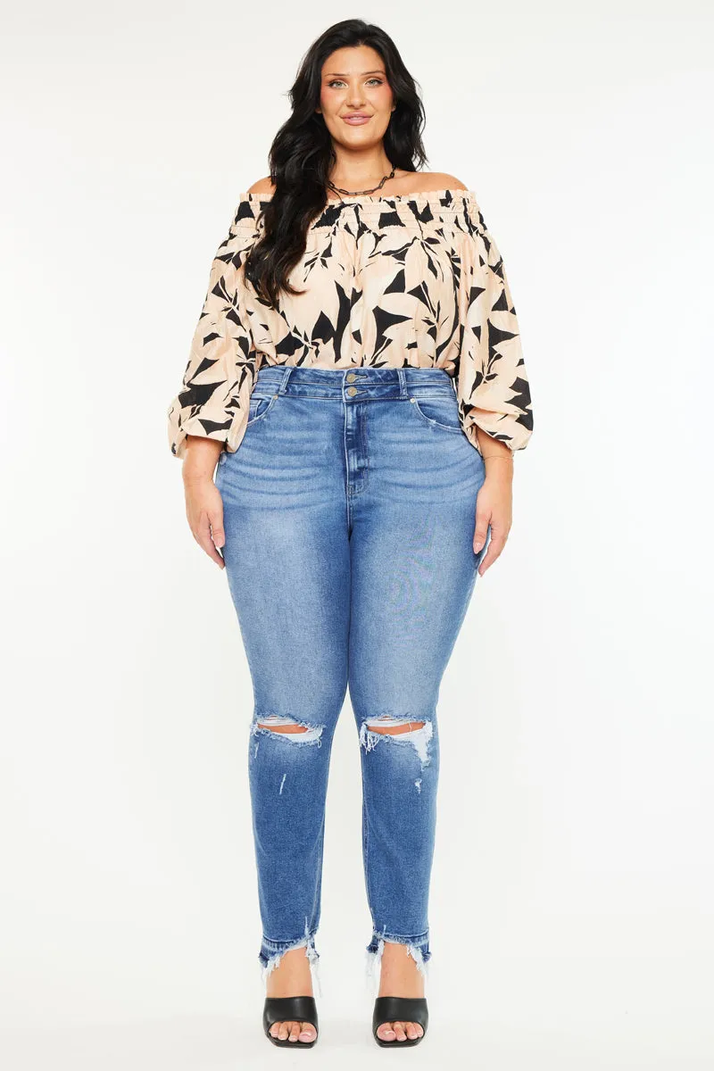 Damila High Rise Slim Straight Jeans (Plus Size)