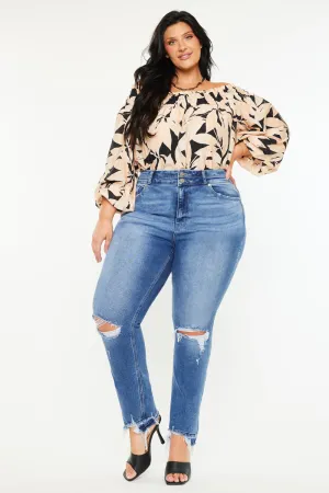 Damila High Rise Slim Straight Jeans (Plus Size)