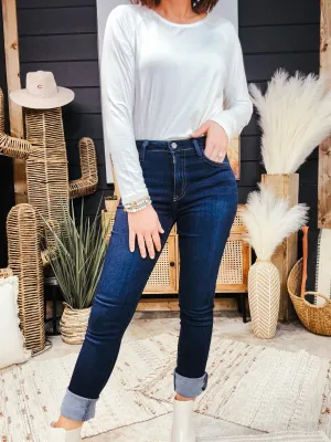 Dark Denim Long Length Slim Straight