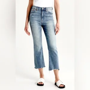 Daze Shy Girl High Waist Raw Hem Crop Flare Jeans