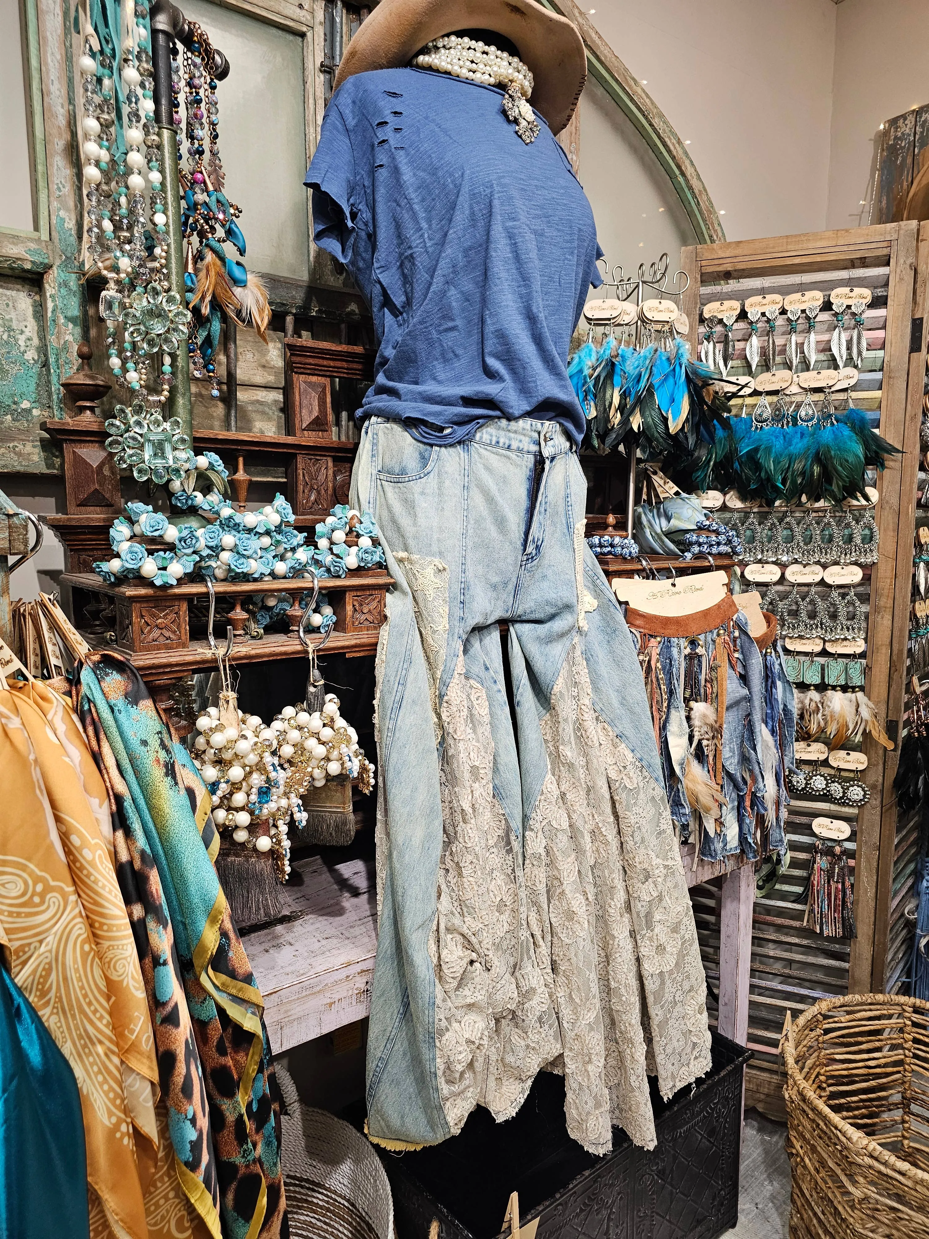 Denim Lace Inset Rare Bird Jeans