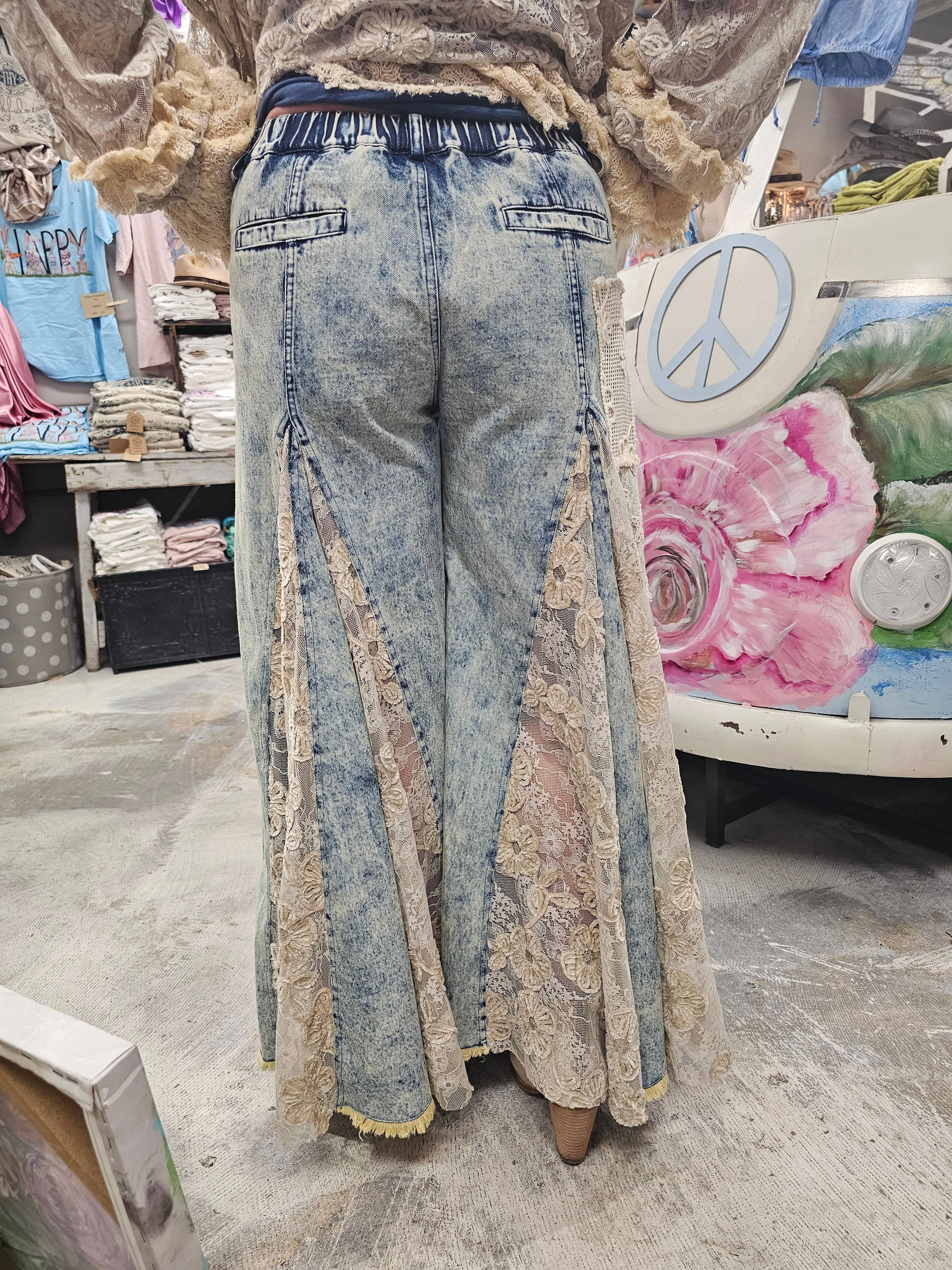 Denim Lace Inset Rare Bird Jeans