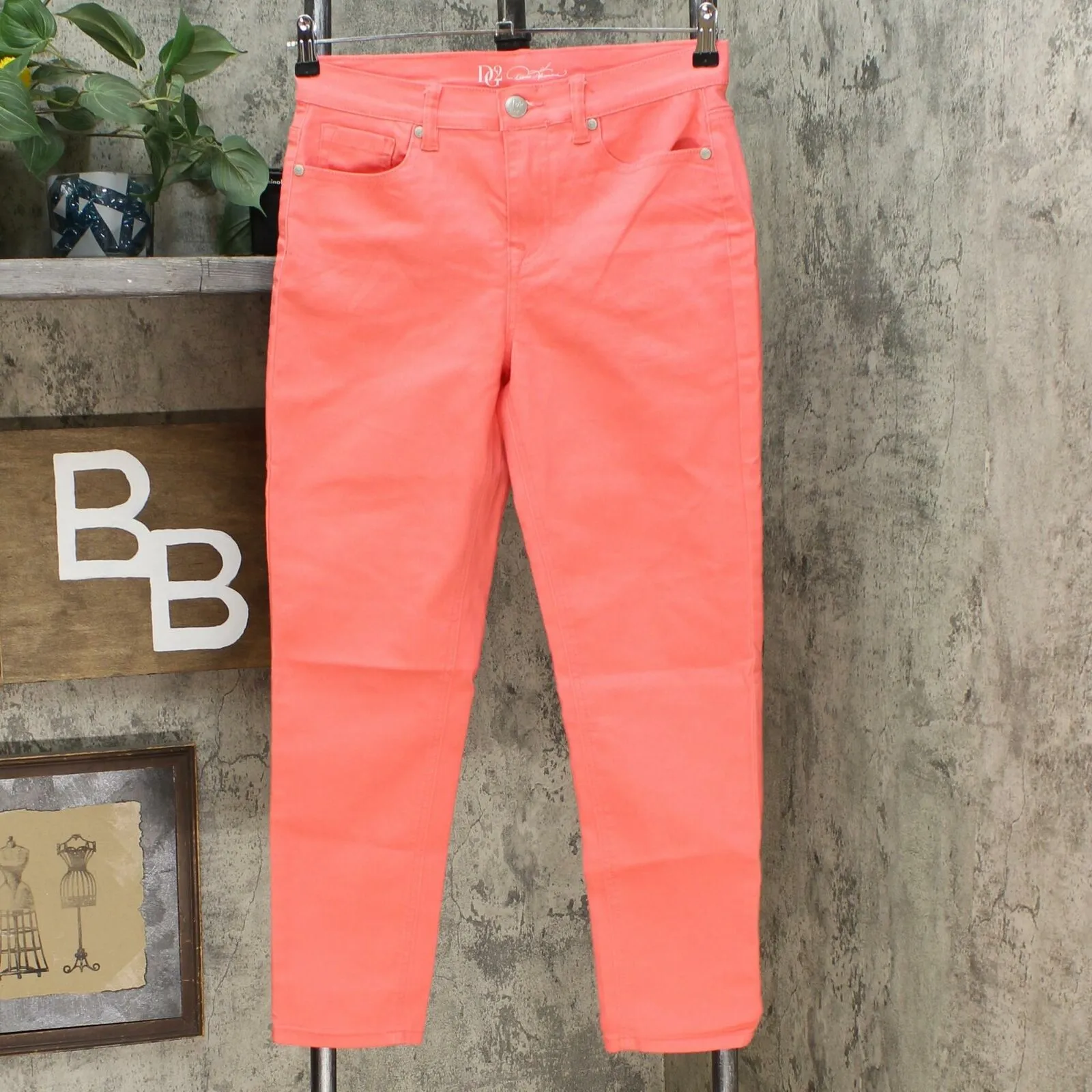 DG2 by Diane Gilman Virtual Stretch Skinny Jeans Coral 8 Petite