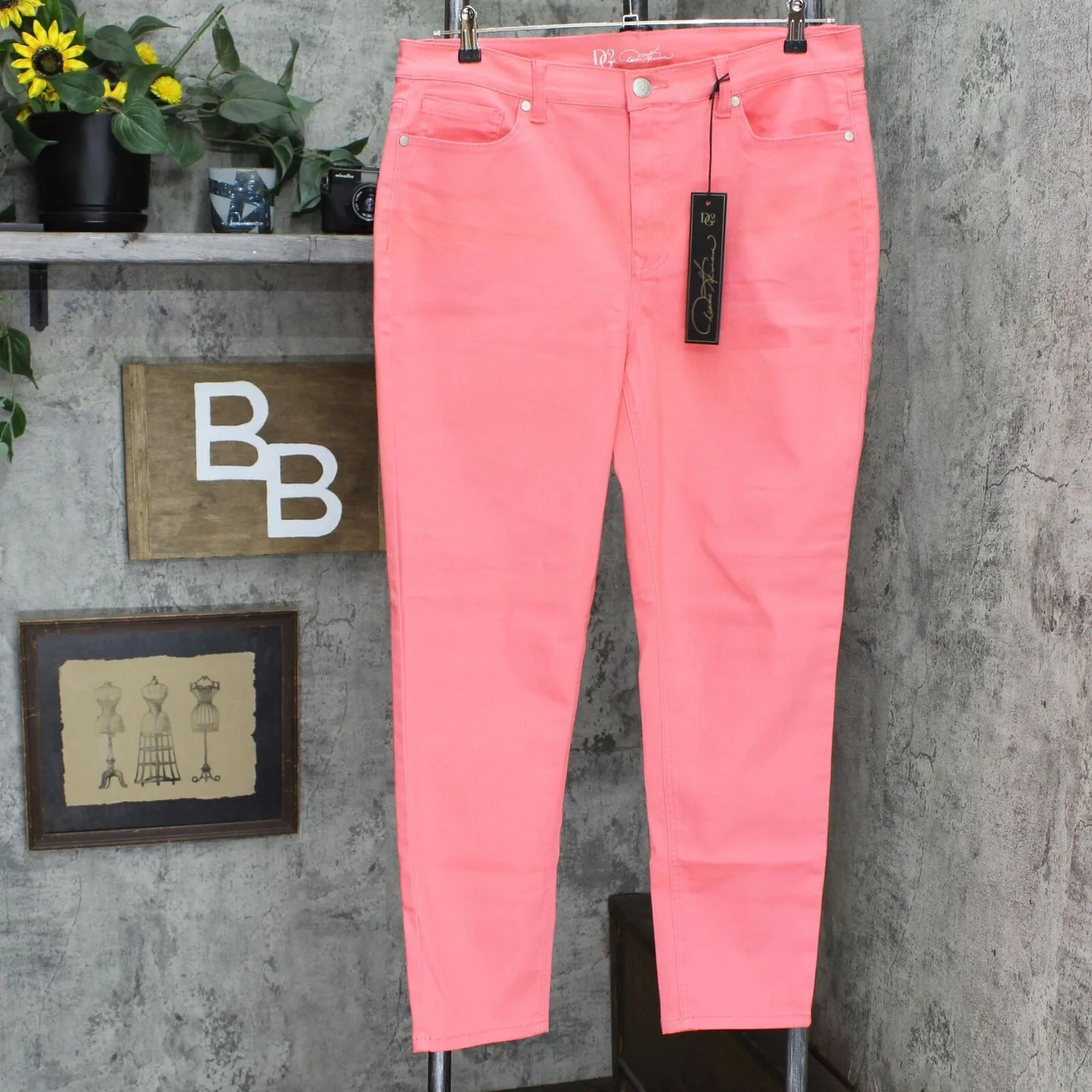 DG2 by Diane Gilman Women's Virtual Stretch Skinny Jeans. Coral 16