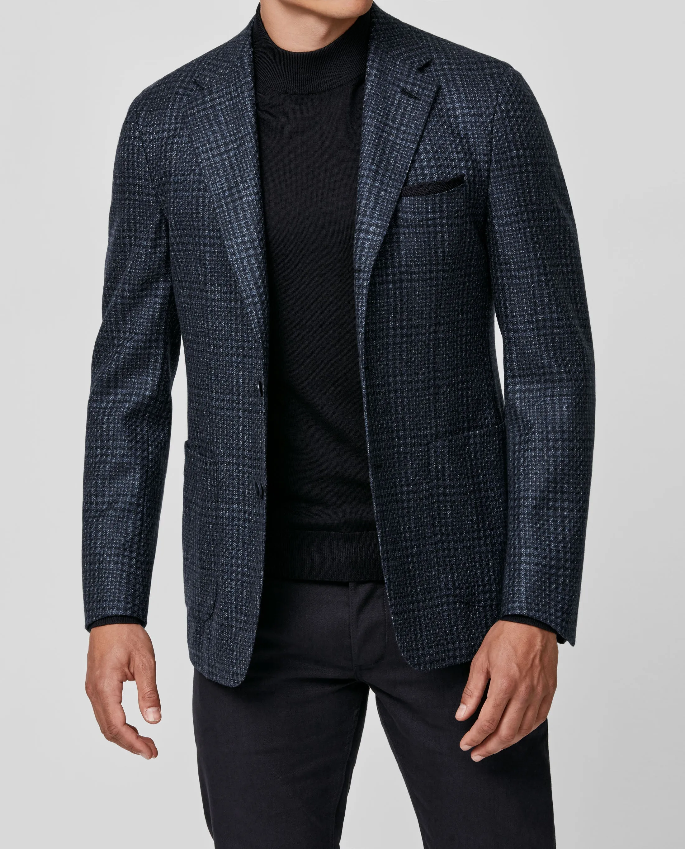 Di Pray Mixed Blue Mouliné Wool with Glencheck