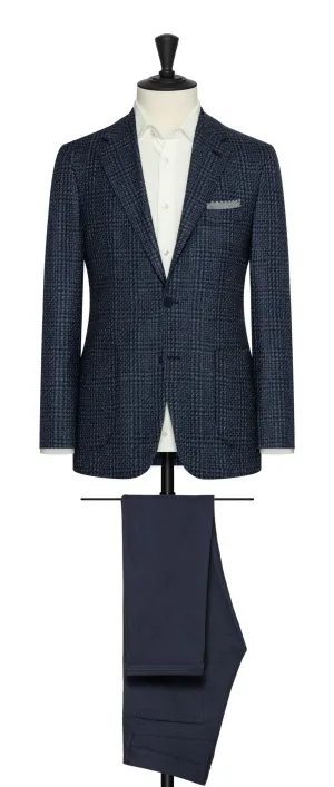 Di Pray Mixed Blue Mouliné Wool with Glencheck