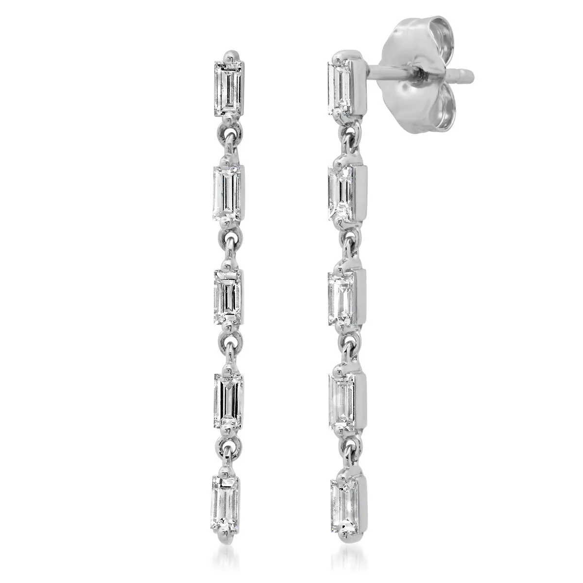 Diamond Baguette Strand Earrings
