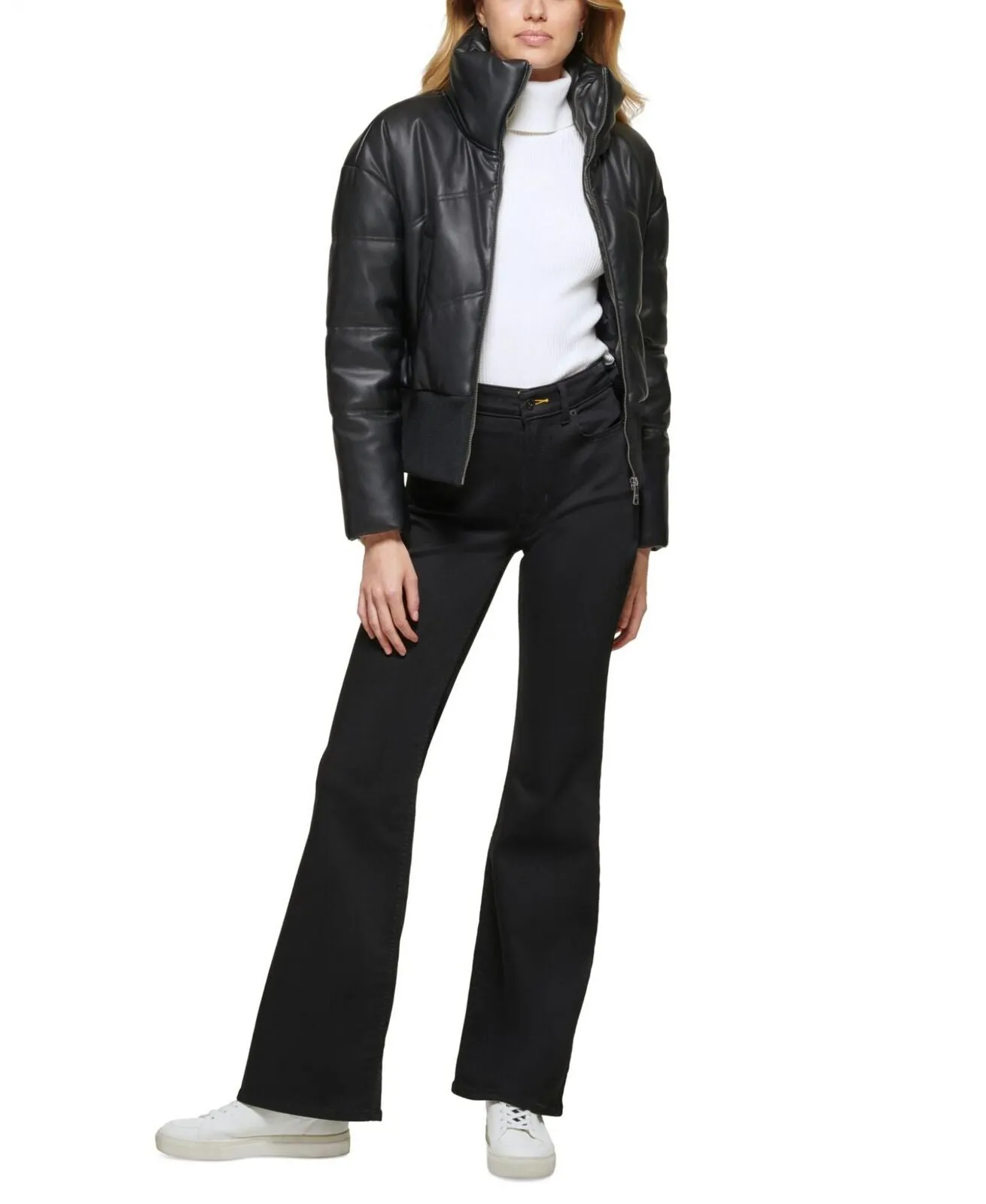 Dkny Jeans Women's Coated Stand-Collar Puffer Jacket E2HDGNVE