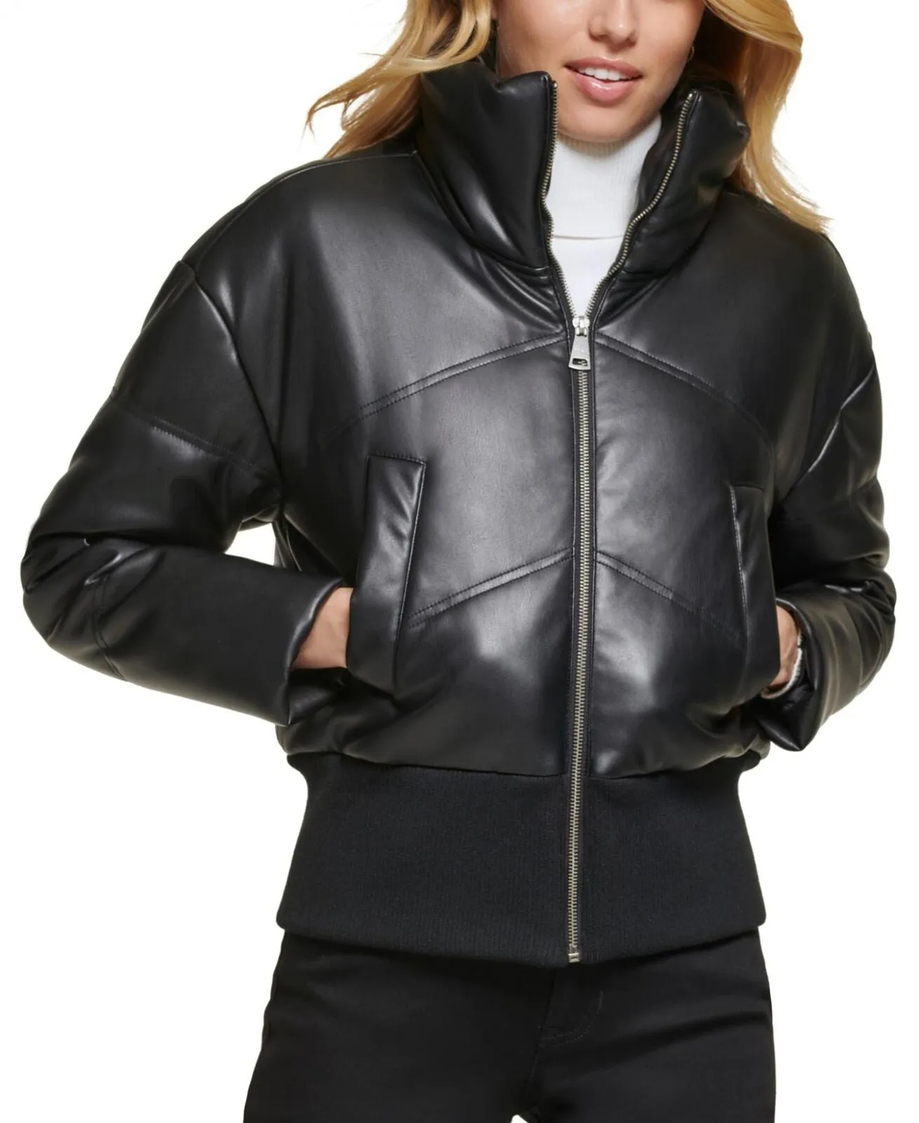 Dkny Jeans Women's Coated Stand-Collar Puffer Jacket E2HDGNVE