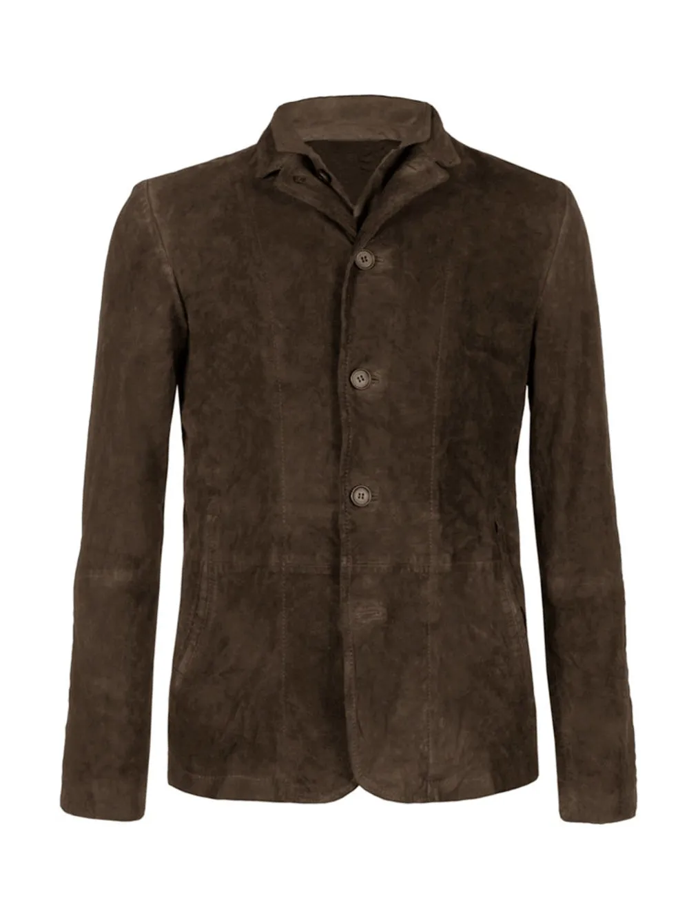 Dual Collar Suede Leather Blazer for Men