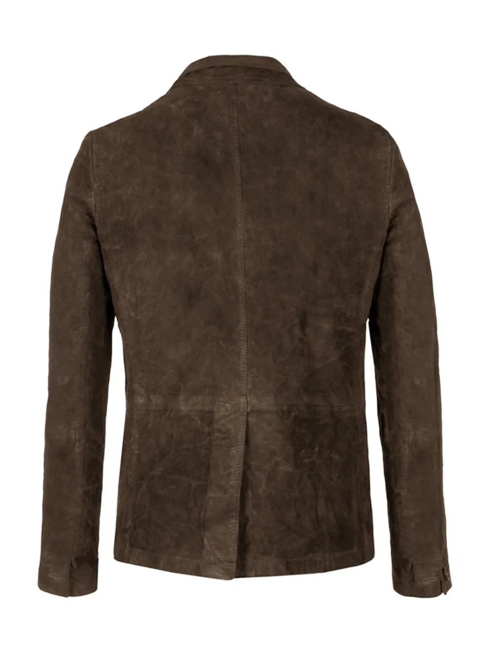 Dual Collar Suede Leather Blazer for Men