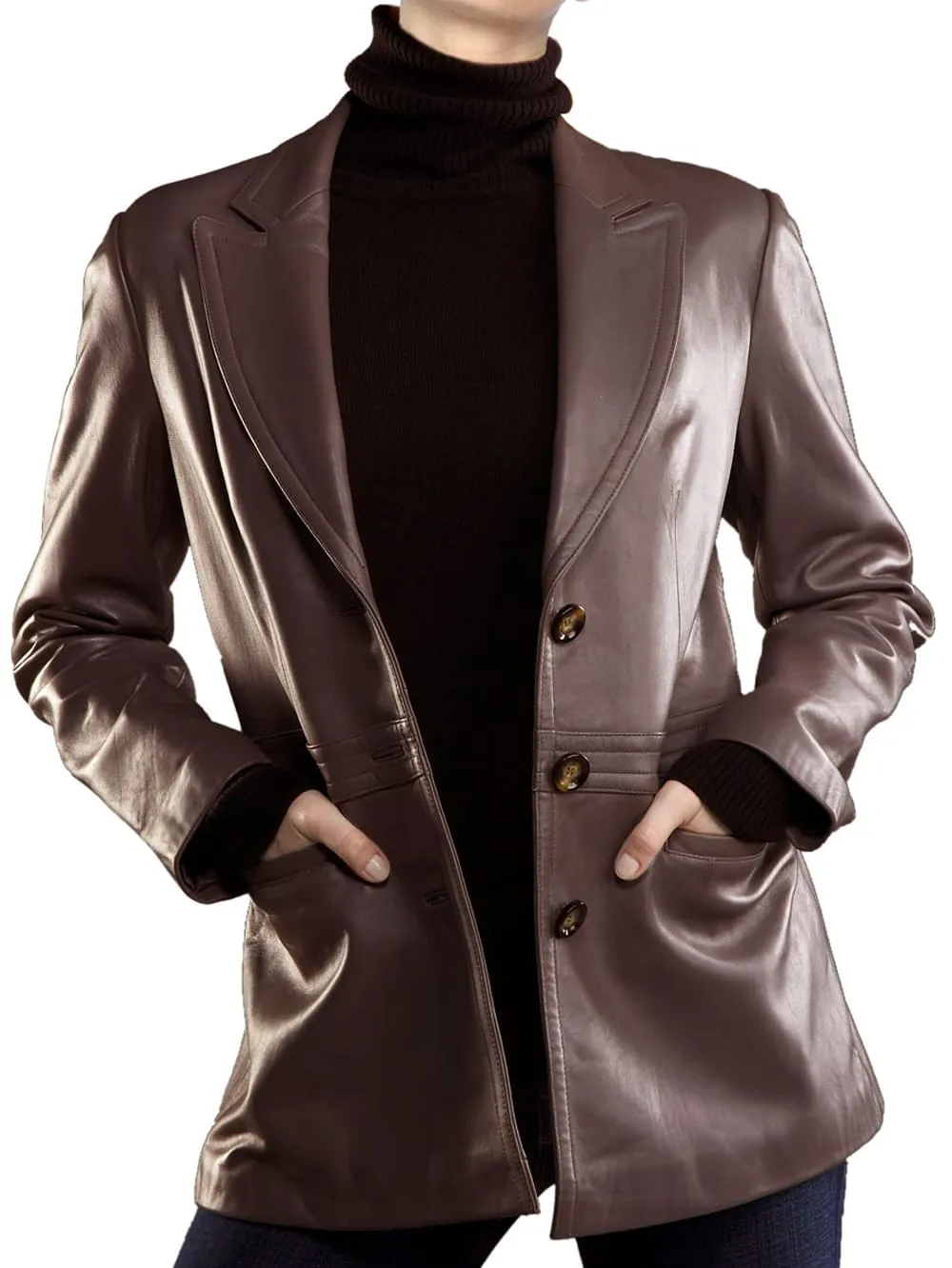 Dynamic Elegance Corporate Leather Blazer for Women
