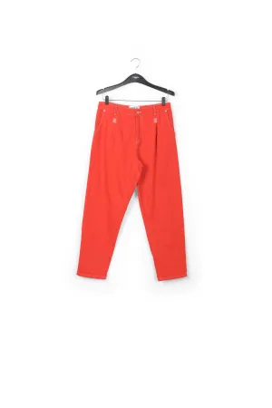Ecru denim tapered high-rise jeans