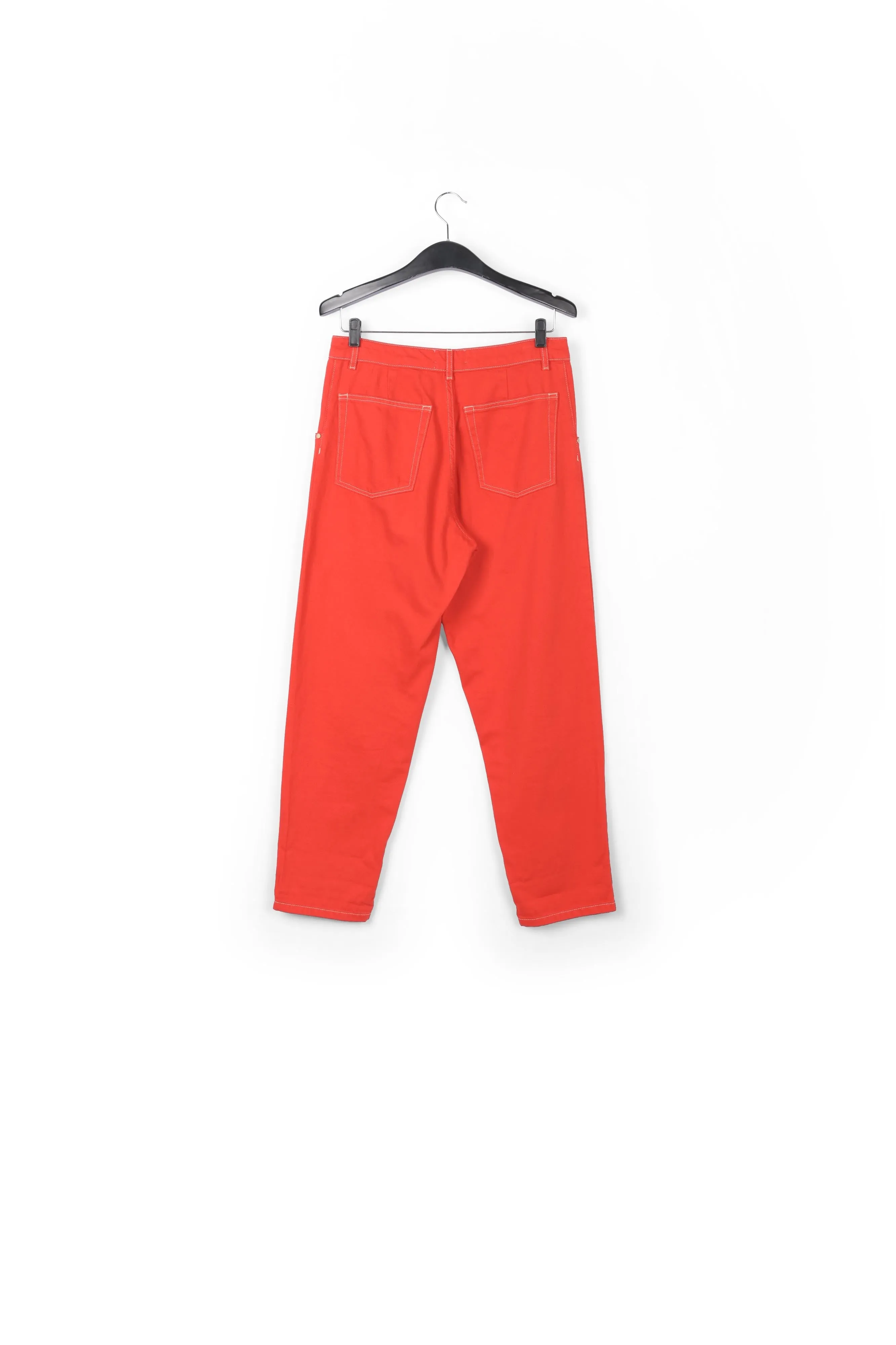 Ecru denim tapered high-rise jeans