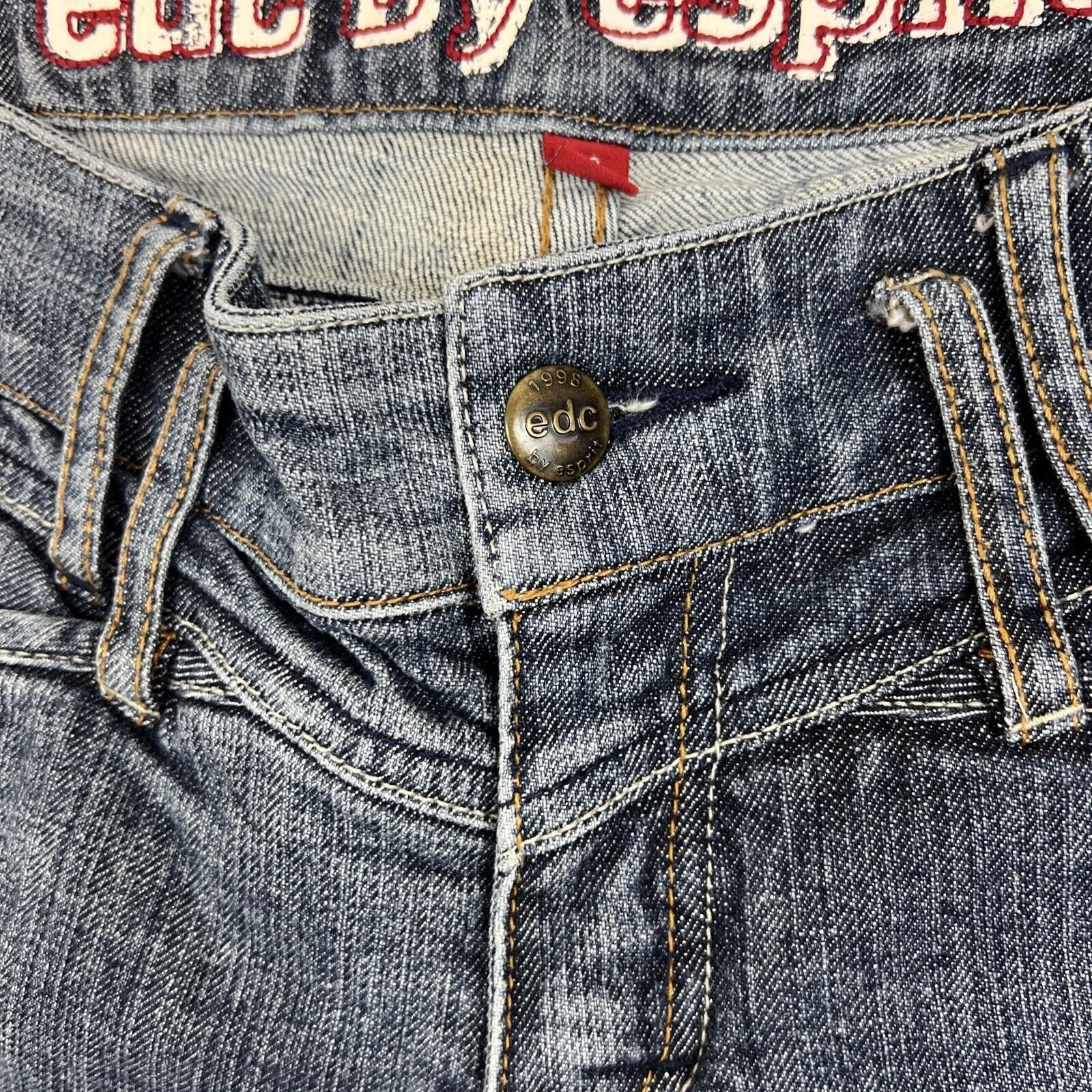EDC By Esprit Womens Vintage Low Rise Gentle Flair Denim Jeans Size 38