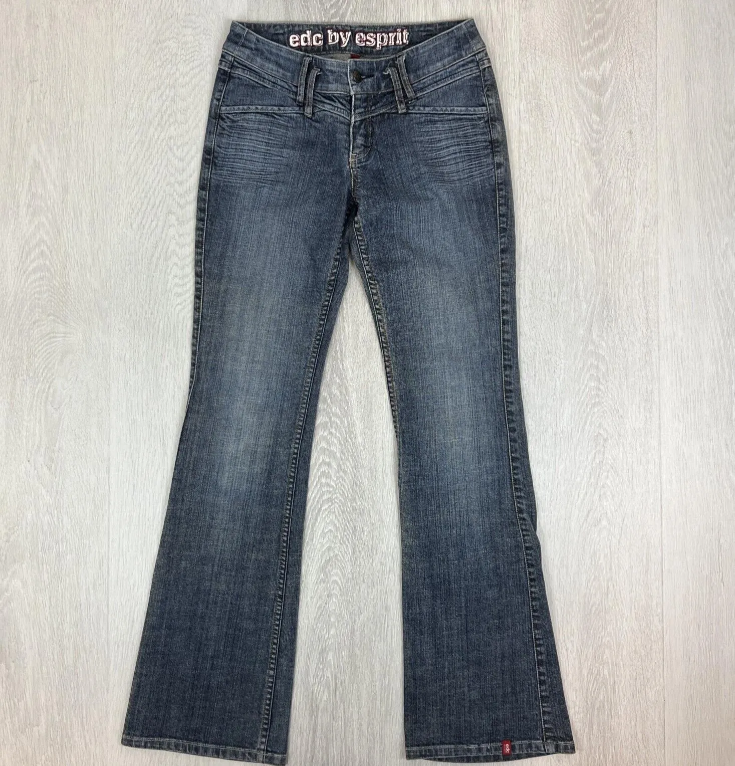 EDC By Esprit Womens Vintage Low Rise Gentle Flair Denim Jeans Size 38