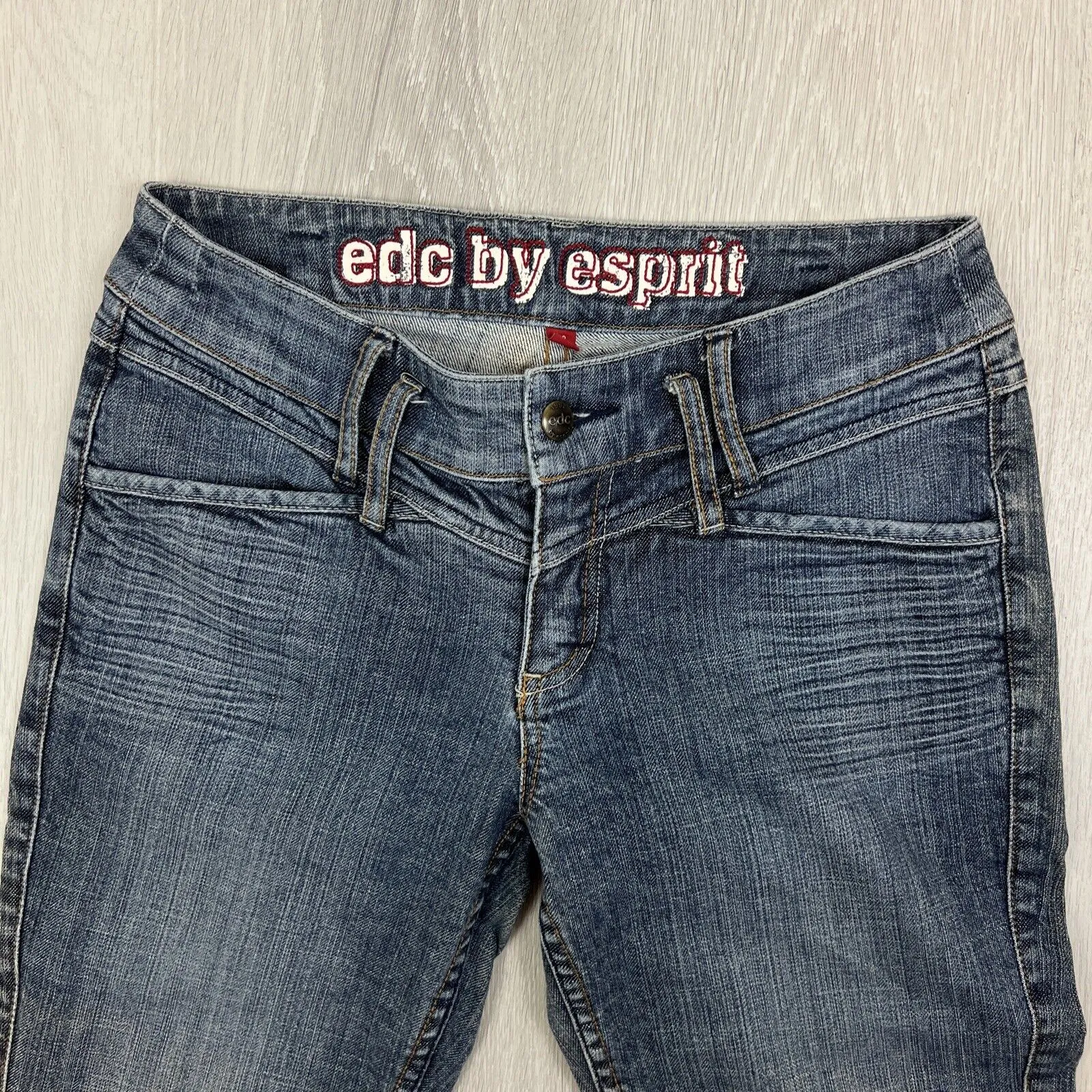 EDC By Esprit Womens Vintage Low Rise Gentle Flair Denim Jeans Size 38