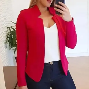 Elegant Women Blazer Thin Long Sleeve Blazer Solid Color Office Lady Suit Coat Fashionable Women Basic Coats