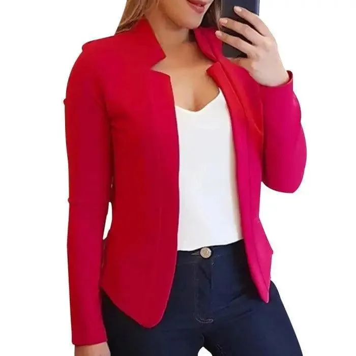 Elegant Women Blazer Thin Long Sleeve Blazer Solid Color Office Lady Suit Coat Fashionable Women Basic Coats