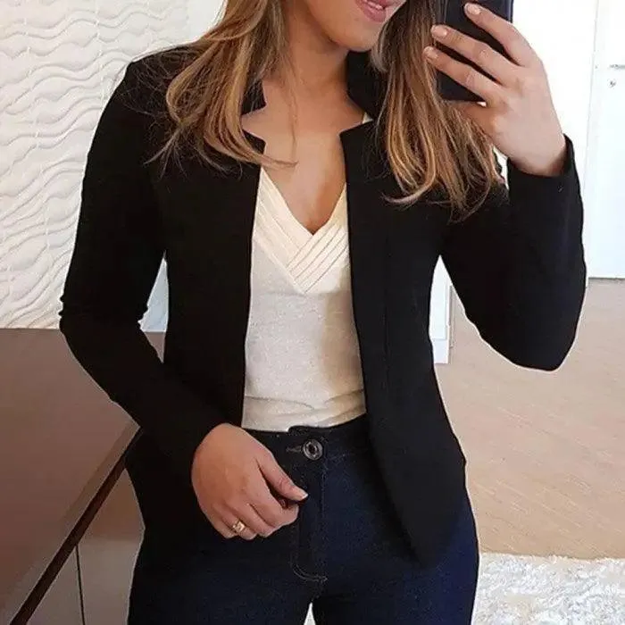 Elegant Women Blazer Thin Long Sleeve Blazer Solid Color Office Lady Suit Coat Fashionable Women Basic Coats