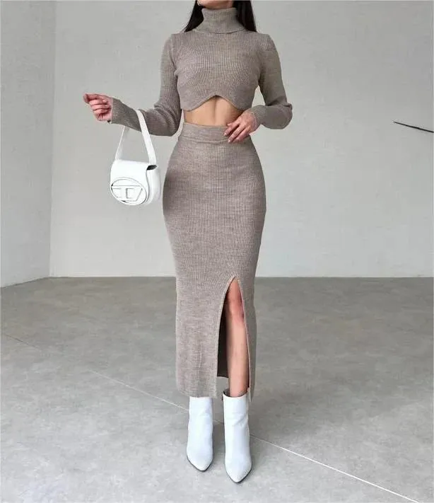 Ember® | Chic turtleneck and skirt set for women