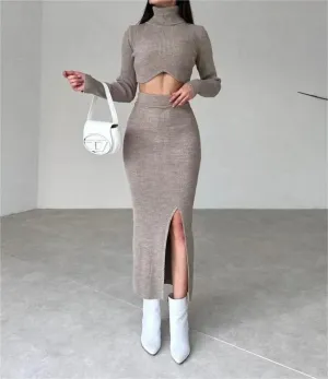 Ember® | Chic turtleneck and skirt set for women