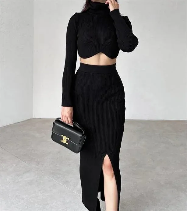 Ember® | Chic turtleneck and skirt set for women