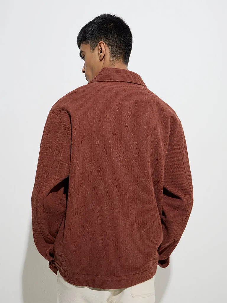 ETA Rust Self-Striped Relaxed-Fit Cotton Jacket