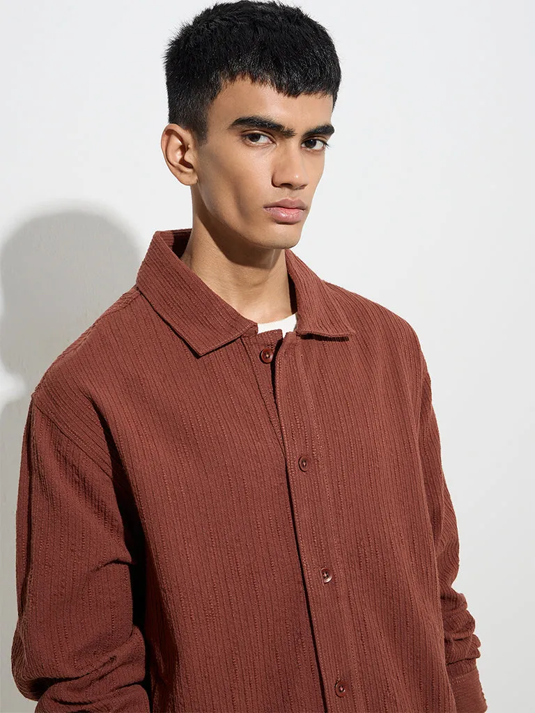 ETA Rust Self-Striped Relaxed-Fit Cotton Jacket