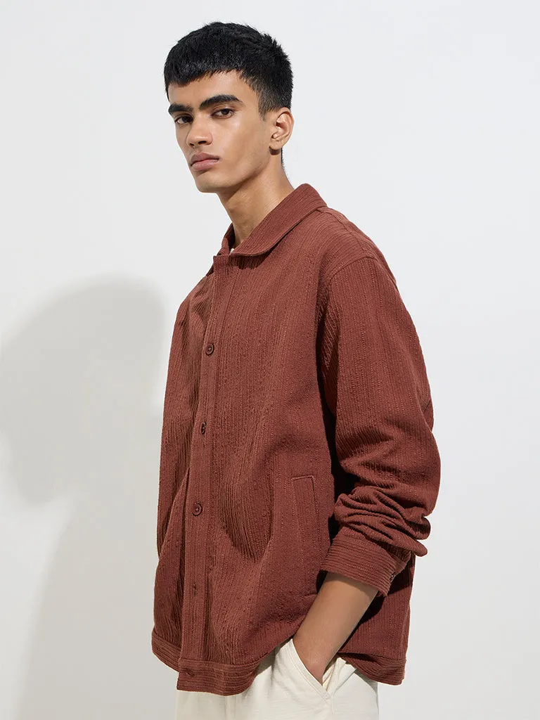 ETA Rust Self-Striped Relaxed-Fit Cotton Jacket