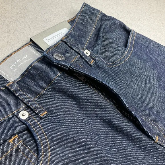 Everlane The High Rise Straight Jean 26 Regular Dark Rinse Cuff‎ NWT